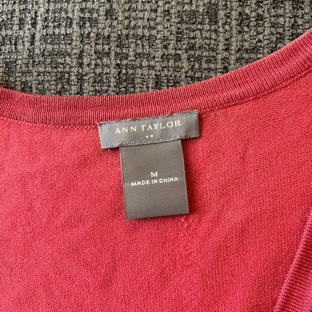 Red cardigan sweater